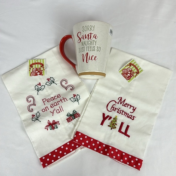 Naughty Feels Nice Coffee Mug & Merry Christmas Ya'll Hand Towels Holiday Set - Picture 5 of 11